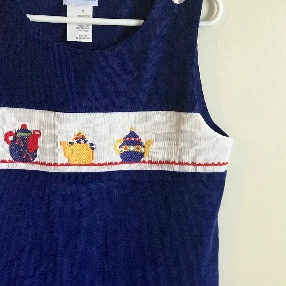 Vintage VIVE LA FETE Hand Smocked Cotton Dress 6X